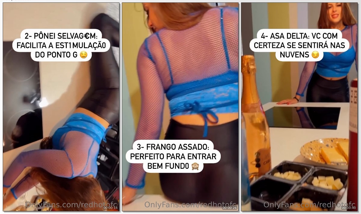 Ruiva sensual mostrando como fazer sexo em cima da mesa, bem babado e quente