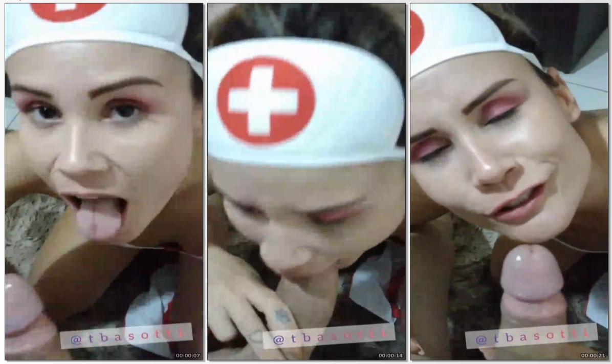 Tuani Basotti arrasando em vídeo sensual vestida de enfermeira e fazendo um oral inesquecível