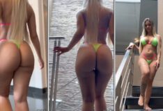 Bruna Iork arrasando com um biquíni cavado destacando sua bela bunda