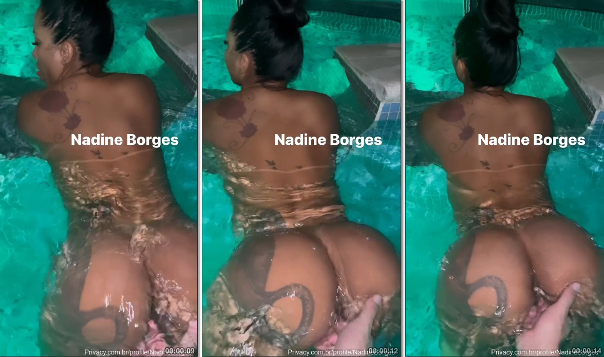 Celebridade Nadine Borges em momento ousado na piscina com companhia fazendo dança sensual