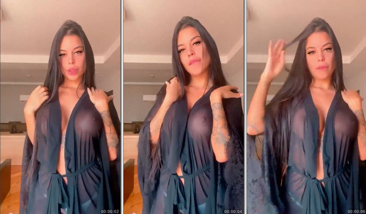 Jaiane Limma arrasando com uma camisola transparente realçando as teta empinados