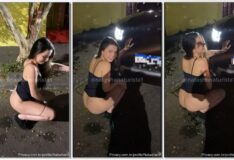 Natasha Naturista é pega fazendo xixi na rua enquanto está bêbada depois da festa