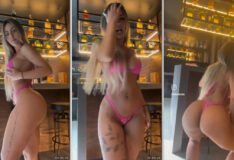 Bruna Iork, uma jovem e famosa do onlyfans, arrasando na dança com um micro biquini bem ousado no visual