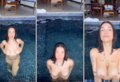 Japa Nordestina deixando os homens enlouquecidos ao se exibir na piscina com as teta de fora