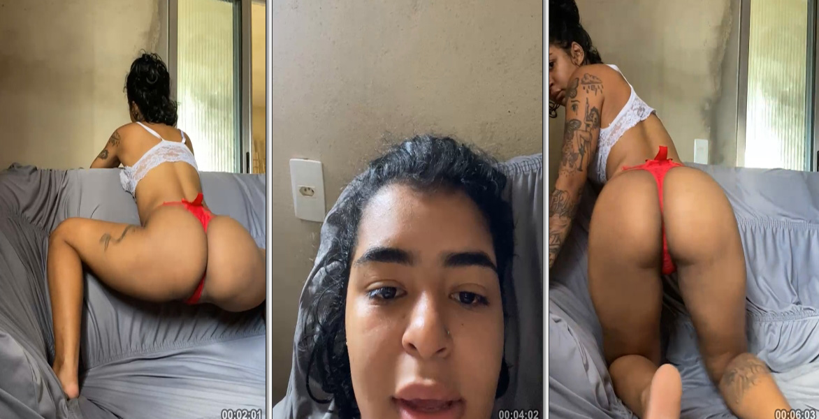 Raiany Keise arrasa usando uma calcinha vermelha bem apertada realçando seu bumbum