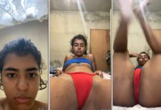 Live de Raiany Keise mostrando a calcinha enfiada na sua buceta suculenta