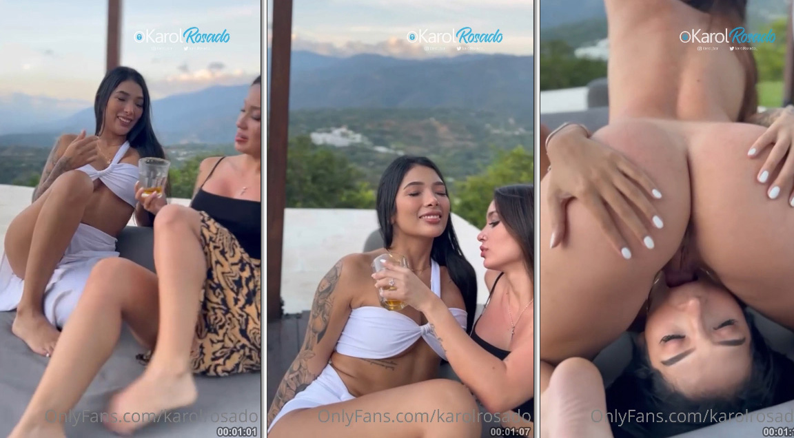 Karol Rosado e sua amiga se divertindo com um momento íntimo no jardim