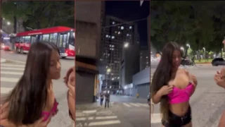 Mariah Kalili e sua amiga safadinha foram flagradas mostrando tudo no coração de São Paulo