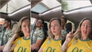 Patty, uma esposa brasileira, mostrando seus peitão naturais dentro do carro