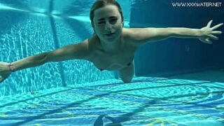 Blond naked swimming