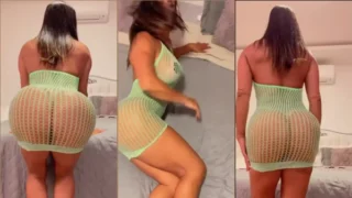 Sarada Camila Kiss chamando a atenção com um vestido transparente sem usar calcinha