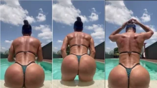 Vídeo caseiro da Camila Kiss usando um biquíni pequeno e mostrando o bundão na piscina