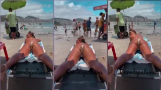 Vídeos da Carol com biquíni cavado na beira da praia