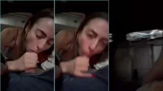 Cristine fez um boquete bem gostoso, mamando o pau do marido dentro do carro