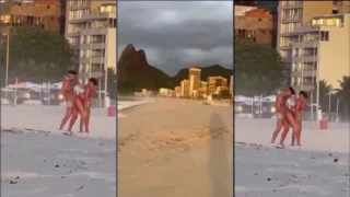 Flagra de um casal amador fudendo gostoso em uma praia do Rio de Janeiro