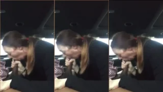 Loira apaixonada por melancia negra fazendo um carinho no motorista de Uber dentro do carro